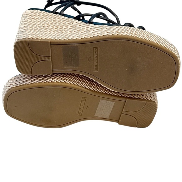 Marc Fisher Women's Zesty Black Espadrille Wedge Sandal Heels Summer Size 7.5 - Picture 6 of 8